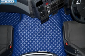 TRUCK ECO LEATHER FLOOR MATS SET-BLUE FIT RENAULT T RANGE WITH ENGINE HUMP - Picture 1 of 3