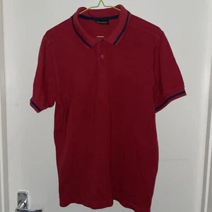 482# Camisa Polo Burton Para Hombre 100% Algodón Rojo Manga Corta Cuello Talla Pequeña - Imagen 1 de 12