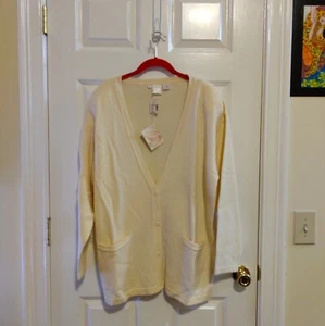 NEW Amanda Field Women's Off White Wool Buttoned Cardigan  Size L  - Picture 1 of 9