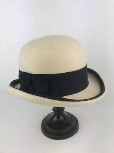 Women's Ivory Saddleseat Derby Bowler Hat 21 1/4” Circumference