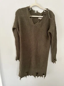 NWT Wonderly Womens XS Olive Green Sweater Dress Winter Wonderland Knit - Picture 1 of 9