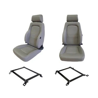 Pair Adventurer 4x4 PU Leather Grey S3 Seats + Adaptor for Toyota Hilux 2007-14 - image 1 of 4
