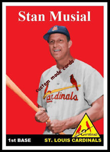 Custom made Topps-style 1958 St Louis Cardinals Stan Musial baseball  card 1
