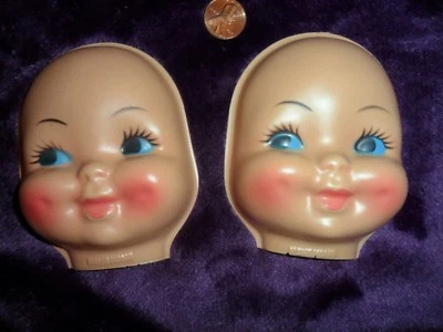 2 caras vintage de celuloide niña 3" x 4" con ojos azules y hoyuelos Foto 1 de 2
