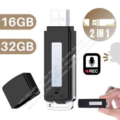 16GB 32GB Mini Digital Voice Recorder USB Stick Audio MP3 Activated Dictaphone - Image 1 of 4