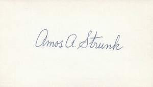 Amos Strunk 1908 Philadelphia (Dec. 1979) Signed 3x5 Index Card with JSA COA