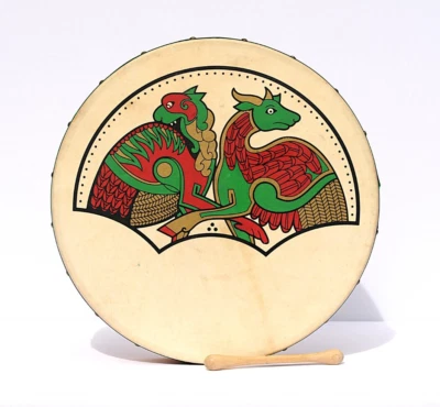 18" Celtic Bodhran Drum | Irish Music | Dragon | Wooden Beater/Stick | Hand Drum - Image 1 of 4