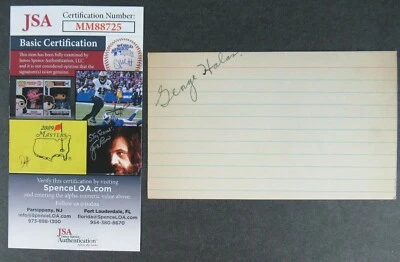 GEORGE HALAS CHICAGO BEARS COACH NFL HALL OF FAMER AUTOGRAPHED INDEX CARD JSA  - Image 1 of 4