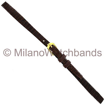 Correa de reloj de repuesto plana sin coser Hirsch marrón genuino lagarto 8 mm para damas Foto 1 de 3