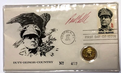 General Douglas MacArthur 6c #1424 First Day Cover Signed by Artist Paul Calle - Image 1 of 3