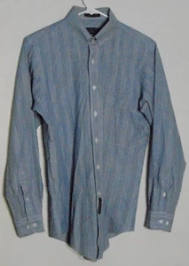 Geoffrey Beene Men's Blue/White Stripe Fitted Long Sleeve Dress Shirt 15 32/33 - Picture 1 of 5