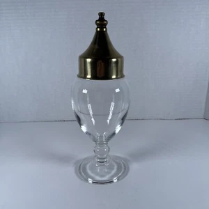 Vintage Glass And Brass Sugar Dish Pedestal Apothecary Covered Bowl - Picture 1 of 7