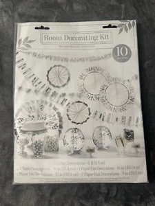 25th Anniversary Party Decorations Kit Silver White Wedding Vow Renewal - Picture 1 of 5