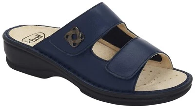 DR.SCHOLL SCHOLL ciabatte pelle 2 fasce strappo EMILIA BLU inserto alluce valgo plantare e