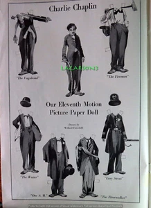 CHARLIE CHAPLIN RARE UNCUT PAPER DOLL IN 1917 MAGAZINE  UNDERWOOD ART PAPERDOLL - Picture 1 of 3