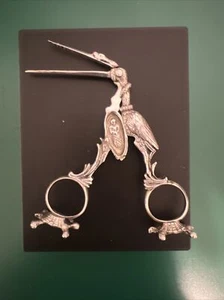 FIGUR HOLLÄNDISCH 800 SILBER BAND SCHILDKRÖTE BEINE/EINFÄDLER STORCH & 2 BABY INNEN - Bild 1 von 14