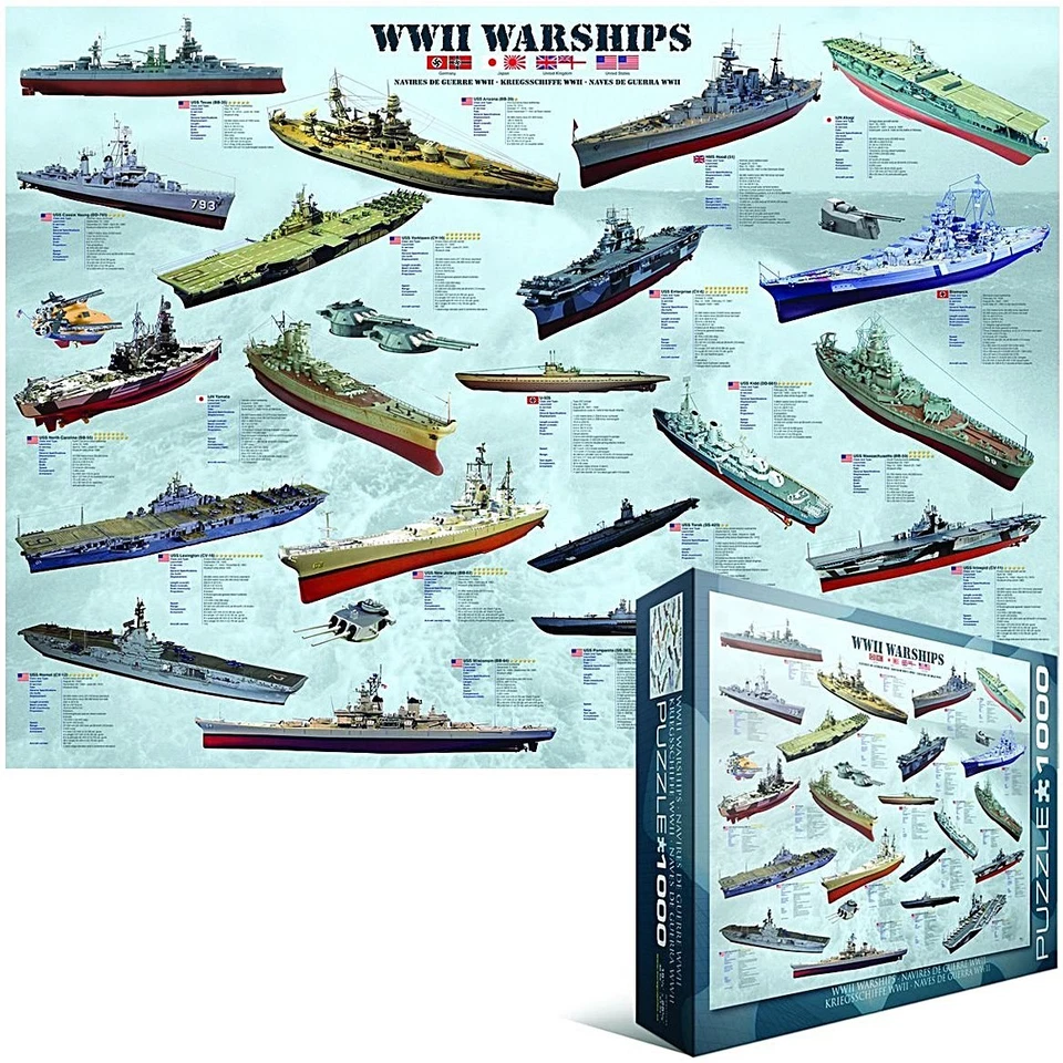 World War 2 Warships 1000 piece jigsaw puzzle  by Eurographics 680mm x 490mm - Image 1 of 1
