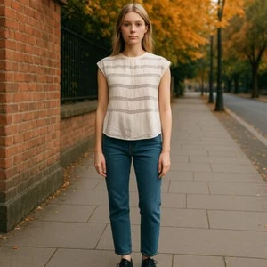 Vintage Tocca Damen Off White Spitze Streifen Flügelärmel Freizeit Top - Bild 1 von 7