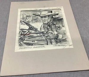 Sam Cherry 1955 Original pencil drawing for Paperback "Panhandle Slaughter" - Picture 1 of 5