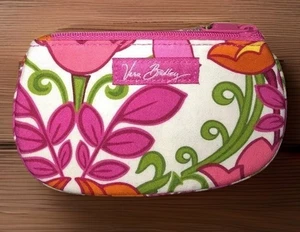 Vera Bradley Lilli Bell Clip Zip Custodia ID Mini Portafoglio Porta Carte Cotone Floreale - Foto 1 di 4