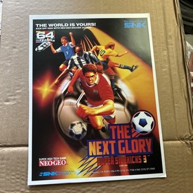 ORIGINAL  11- 8"Super Sidekicks 3 Next Glory Neo Geo Snk 1995 arcade  AD FLYER