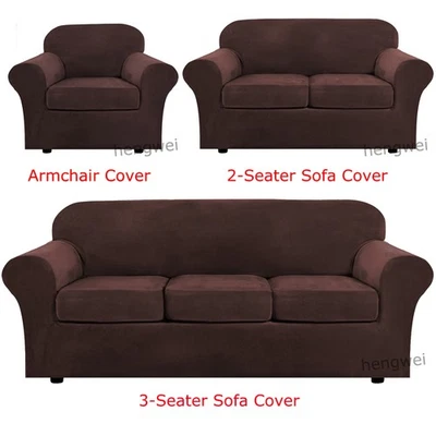 Fundas de sofá de felpa de terciopelo elásticas funda protectora y funda de cojín Foto 1 de 4