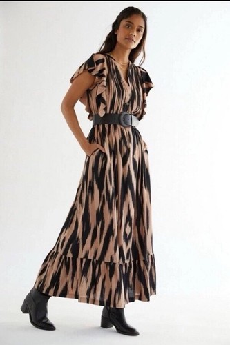 PALM ANGELS Anthropologie Maeve Maxi Abito Donna Cassandra Maniche Increspate XS