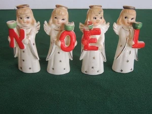 MCM Set 4 Estatuillas Retro Vintage Candelabros Ángel Japón Navidad NOEL - Imagen 1 de 8