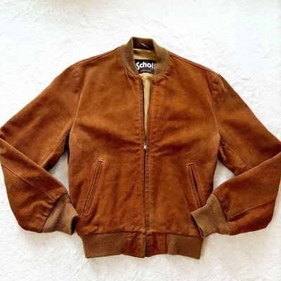 Schott Leather Jacket Genuine Leather Suede Brown M Made in USA - Image 1 of 4