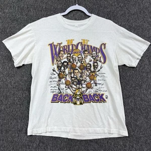 Vintage 80s NBA LA Los Angeles Lakers Back to Back Champs Caricature Shirt Sz XL - Picture 1 of 10