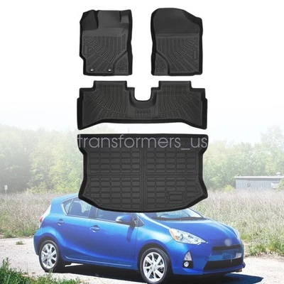3D TPE Floor Mats / Trunk Cargo Liner Fits 2012 2013 2014 2015 Toyota Prius C Foto 1 de 4