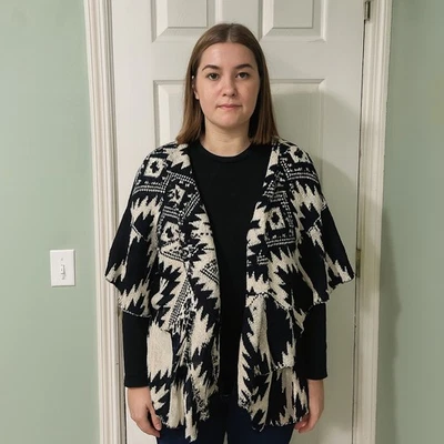 John Paul Richard Cardigan Sweater Womens Black/white Aztec Open Layered Size 3x - Image 1 of 4