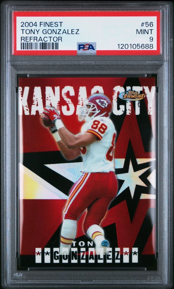 2004 Finest Refractor #56 Tony Gonzalez PSA 9 #/199 Kansas City Chiefs HOF - Image 1 of 1