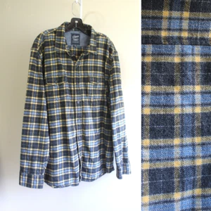 Grayers Heritage Flannels Shirt Mens XXL Soft Cotton Plaid Button LS Blue Yellow - Picture 1 of 6