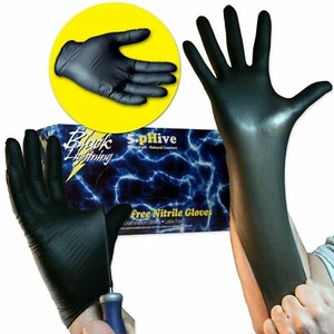 Guantes de nitrilo Black Lightning medianos negros 6 mil caja texturizada sin polvo 100 - Imagen 1 de 1