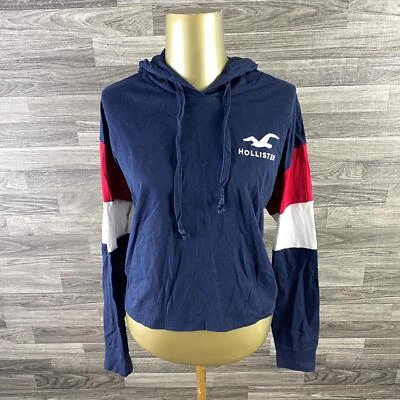 Sudadera con capucha para mujer pequeña con logotipo gráfico HOLLISTER roja/blanca/azul Foto 1 de 4