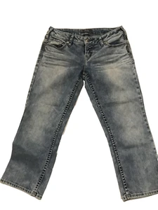 *Silver Jeans Aiko Capri Womens Size 31 Mid Rise Blue Denim - Picture 1 of 10