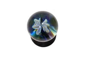 Unsigned Ocean Scene Flower Studio Art Glass Marble - Picture 1 of 10