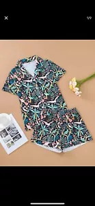 womens xl 2 piece pajamas / Short Set Button Up - Picture 1 of 12