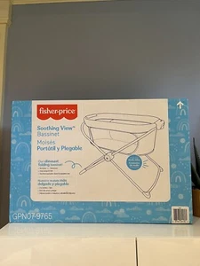 Fisher-Price Soothing View Bassinet Rainbow Showers Portable Cradle Baby Crib - Picture 1 of 4