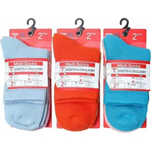 Pack de 6 calcetines tobilleros para diabéticos sin ataduras para mujer "algodón puro y colores" - Imagen 1 de 3