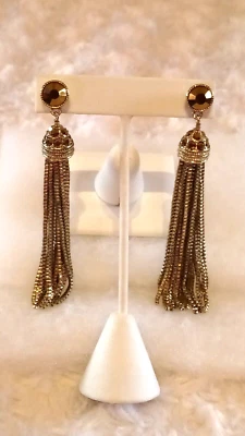 HEIDI DAUS"Skinny Tassel"(Metallic Gold/Multi Chains) Disc-Back Pierced Earrings - Image 1 of 4