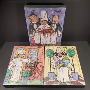 JOANNA Signed Expressionist Fine Canvas Art Set of 3 Kirkland's Chef 8" x 10" - Picture 1 of 8