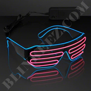 AZUL ROSA EL ALAMBRE Gafas LED Tonos Iluminados Intermitentes Rave Festival Fiesta Neón - Imagen 1 de 2