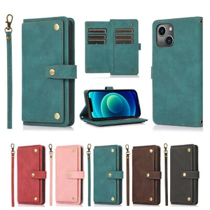 Crossbody With Strap Card Wallet Holder Bag Flip PU Leather Case Cover For Phone - Picture 1 of 33