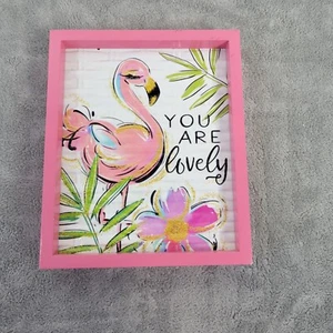 You Are Lovely Flamingo Box Art Home Decor Metal Framed Diva Decorative Fun Pink - Picture 1 of 8
