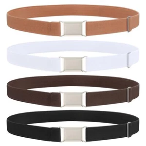 4 Pack Boys Girls Adjustable Belts Kids Elastic Uniform Belt with Silver Buck... - Picture 1 of 7