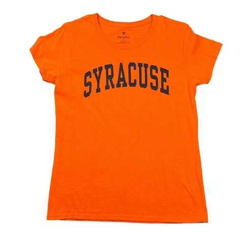 Fanatics Syracuse University T Shirt Womens Medium M Big Spell Out Orange Tee Cover