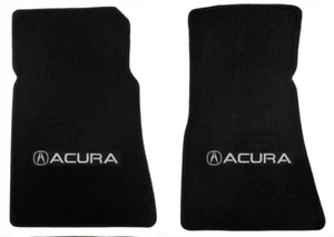 NEW! 1986-2014 Black Floor Mats ACURA Logo in Silver 2pc Mat set Front Pair - Picture 1 of 4