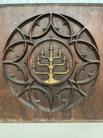 Exceptional Gothic Church panel The Menorah of Hanukkah / 7 candles /Creation Cover